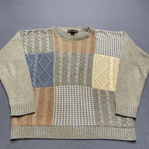 Liberty Sweaters Sweater Mens Large Multicolor Crew Neck Cable-Knit Pullover USA